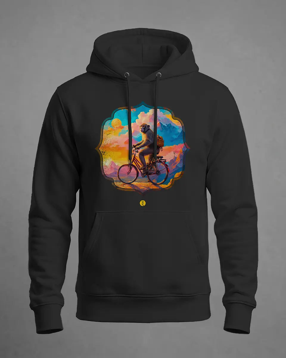 Hoodie Macaco pedalando AI